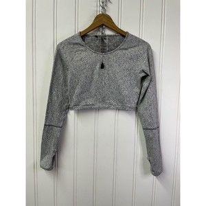 Gymshark Fleur Texture Long Sleeve Crop Gray‎ marled top size M Womens Shirt